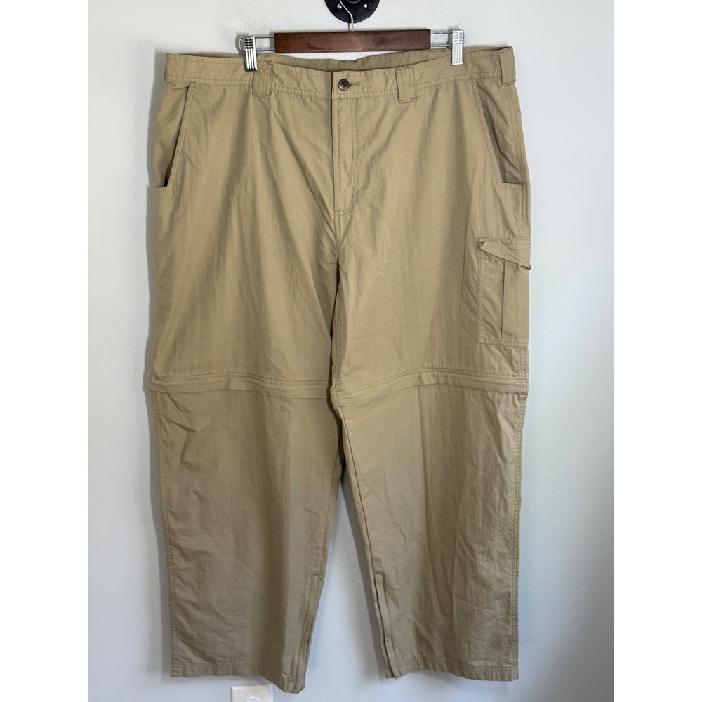 ExOfficio Mens 42x32 Convertible Cargo Hiking Pants Khaki Tan Zip Off Shorts